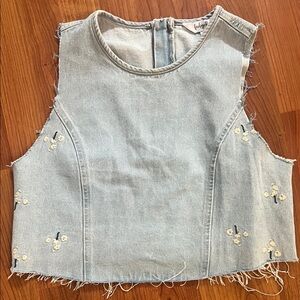 Indigo Light Blue Denim Sleeveless Top